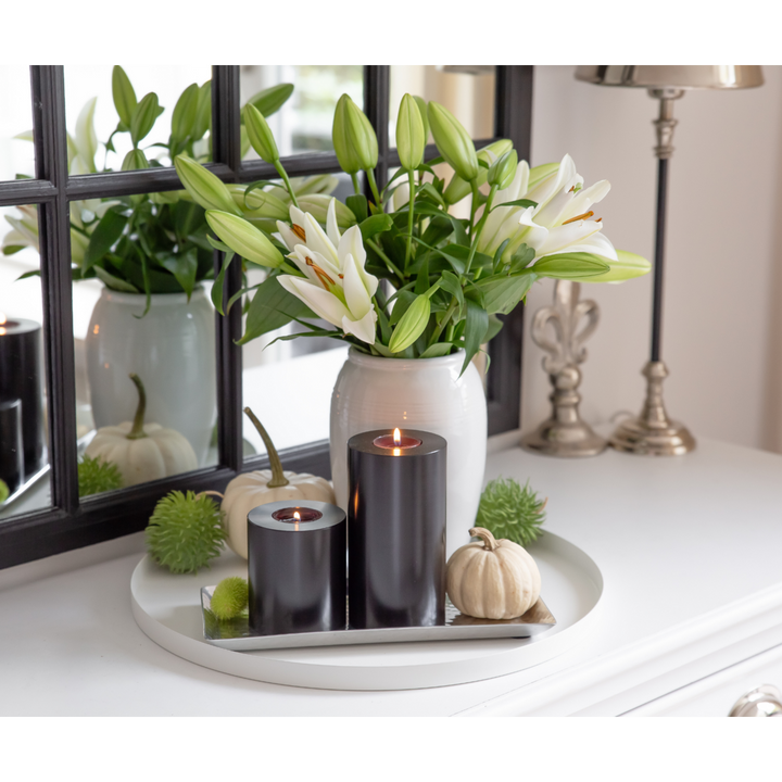 Edzard | Bougie permanente Cornelius H15 noire, photophore résistant à la chaleur jusqu’à 90 degrés