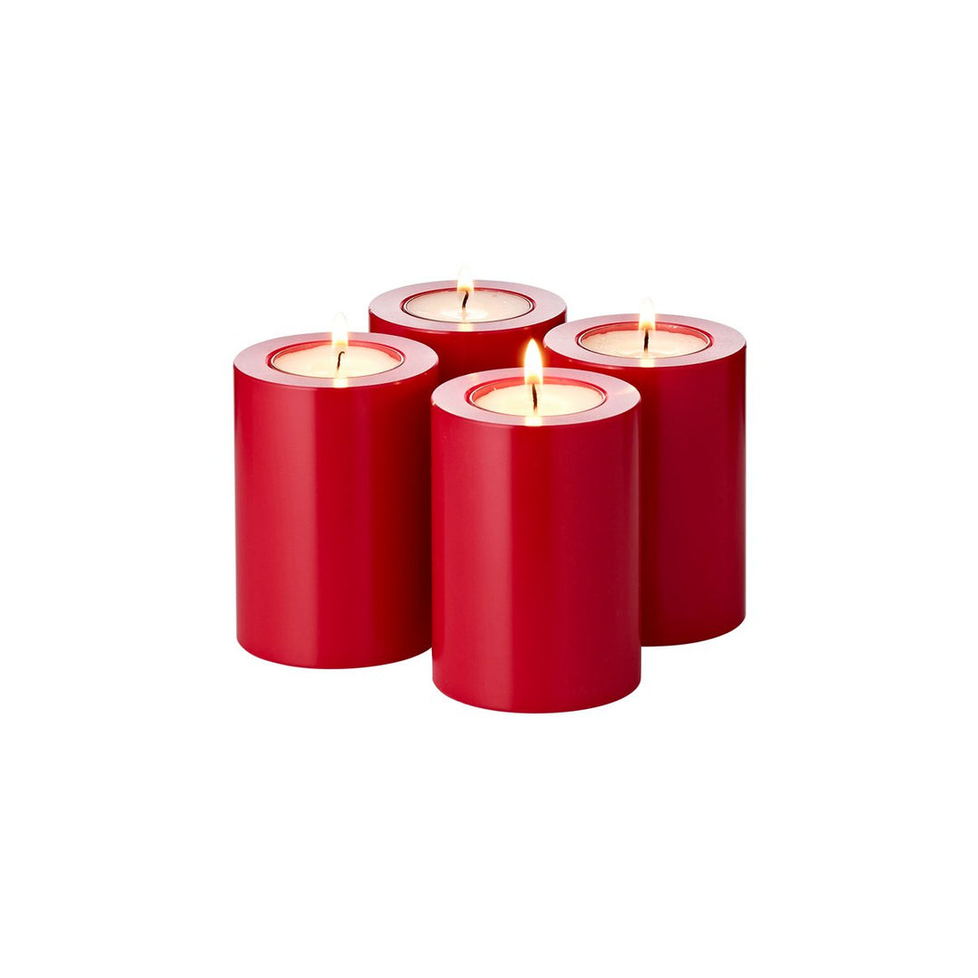 et de 4 photophores Cornelius rouges Ø 6 cm H 8 cm, résistant à la chaleur jusqu’à 90 °C