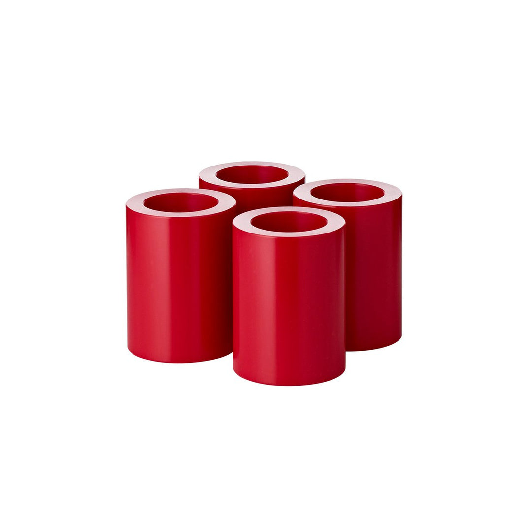 et de 4 photophores Cornelius rouges Ø 6 cm H 8 cm, résistants à la chaleur jusqu’à 90 °D