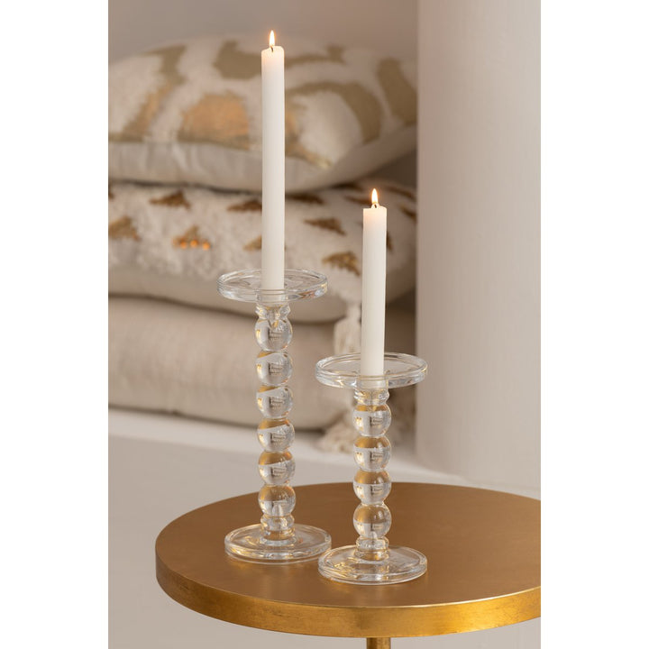 J-Line Bougeoir Gouttes Verre Transparent Grand