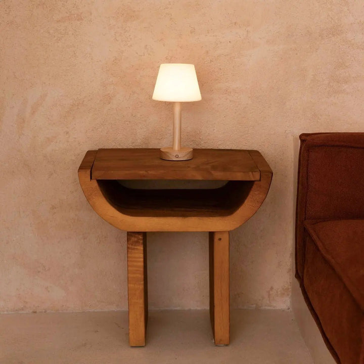 lampe de chevet rechargeable en bois avec abat jour