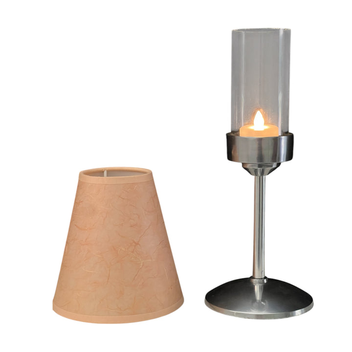 lampes  pour bougies LED rechargeables sans fil avec abat jour saumon claire