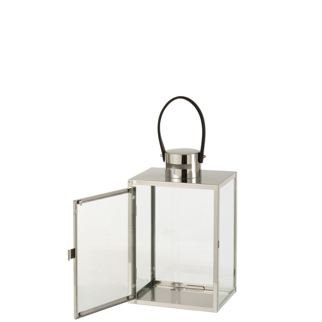 lanterne argent avec vitre et poiignée