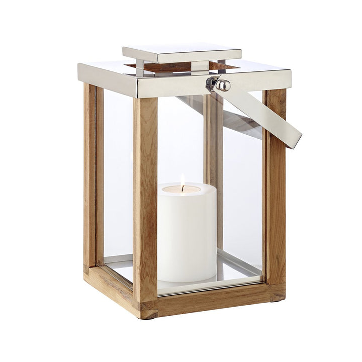 lanterne bois et argenté edzard poigné inoxydable é