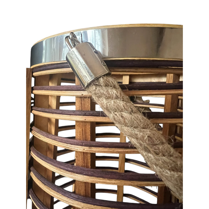 lanterne en rotin avec finition nickel corde en jute