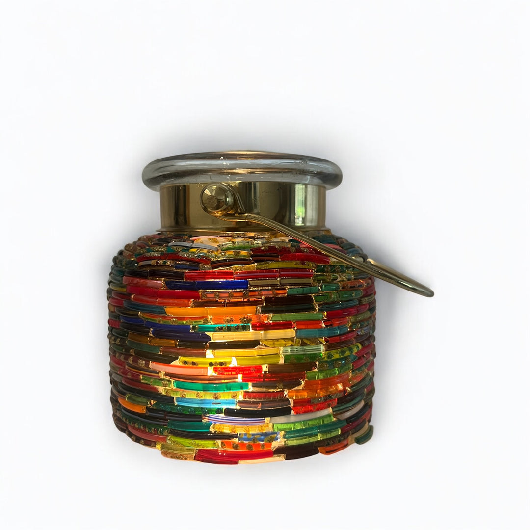 lanterne en verre mosaique  Couleur des Chakras