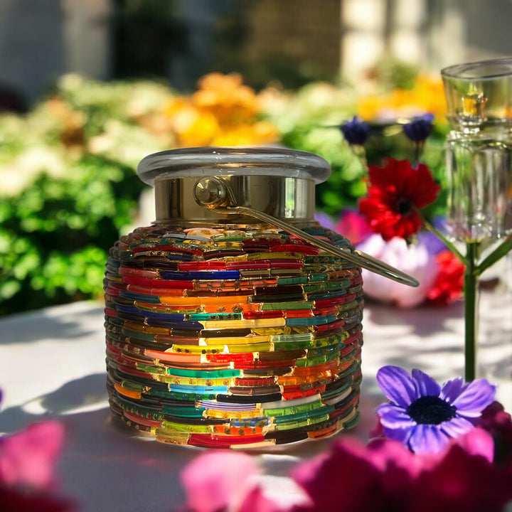 lanterne en verre mosaique  Couleurs des Chakras