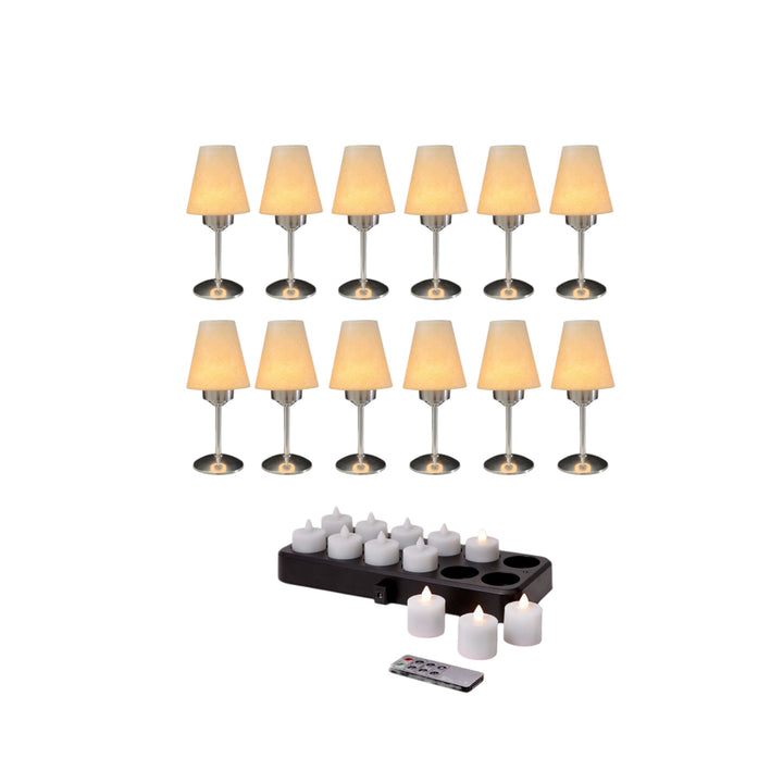 lot de 12 bougies led rechargeables avec 12 lampes avec abat jour