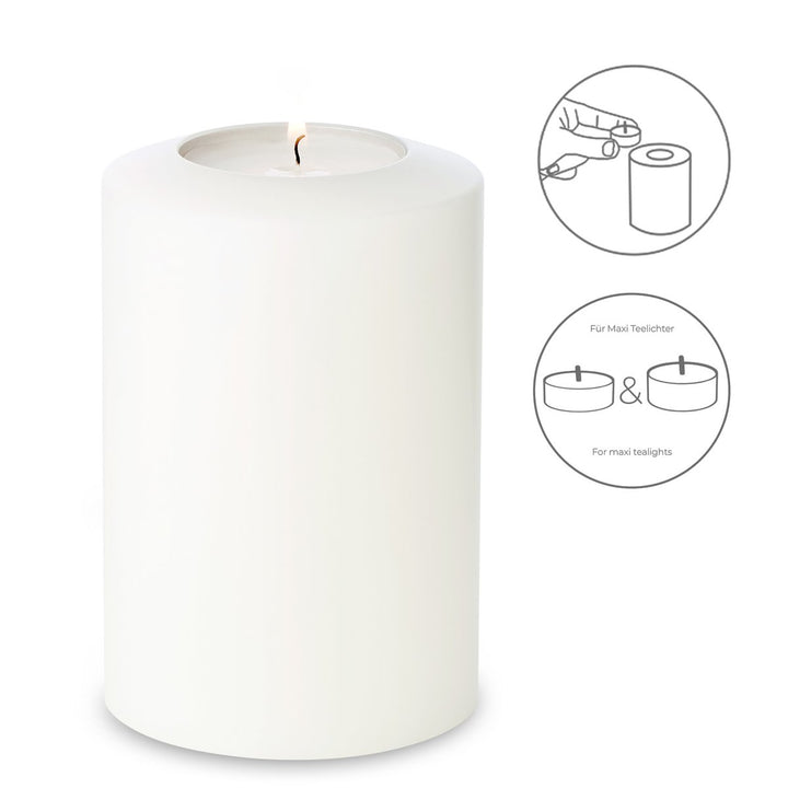 ougie permanente Cornelius Pine (hauteur 15 cm, Ø 10 cm), blanche, photophore résistant à la chaleur jusqu’à 90 °C