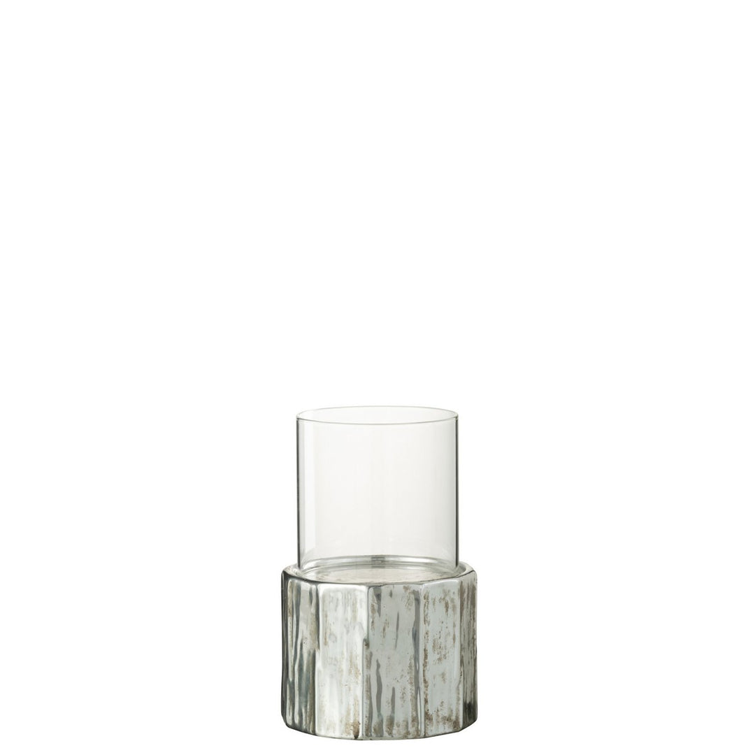 photophore en ceramique argente