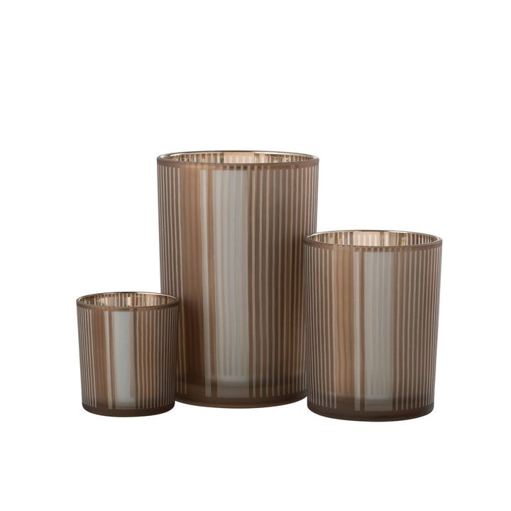 photophore en vere marron avec lignes blanches