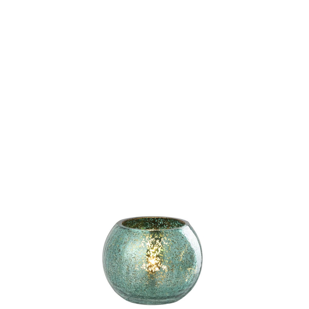 photophore en verre boule vert eau