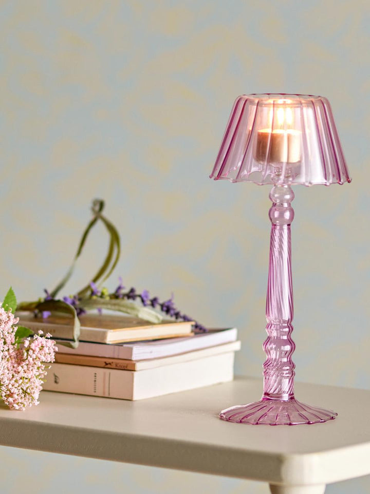 photophore en verre rose
