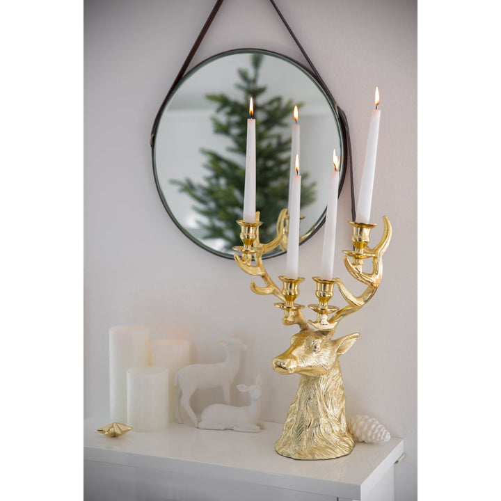 photophore renne en  dore  pour  quatre bougies