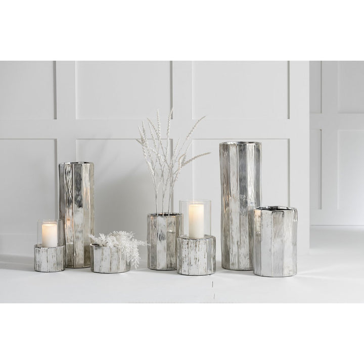 photophores en ceramique argent