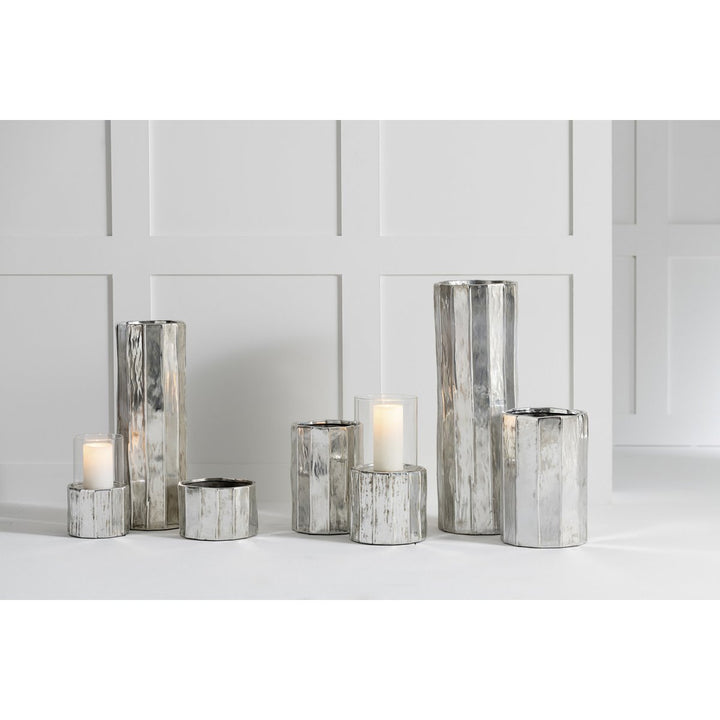 photophores en ceramique argente