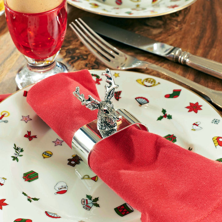rond de serviette “Cerf” Plaqués argent noel