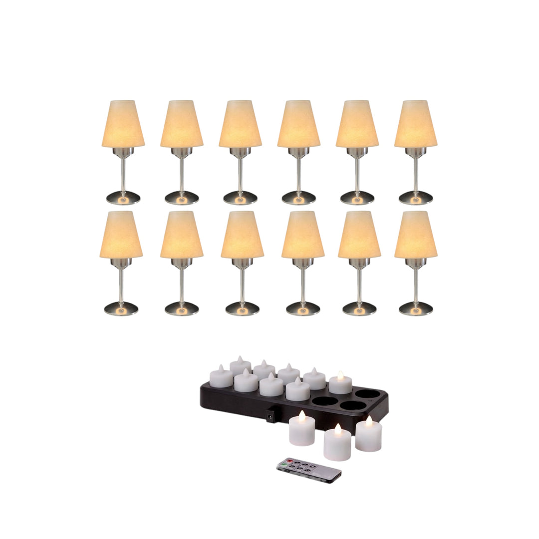 set de 12 bougies led rechargeable avec lampes abat jour