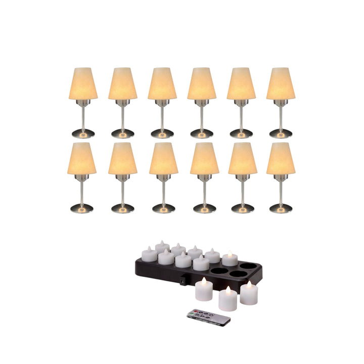 set de 12 bougies led rechargeable avec lampes abat jour