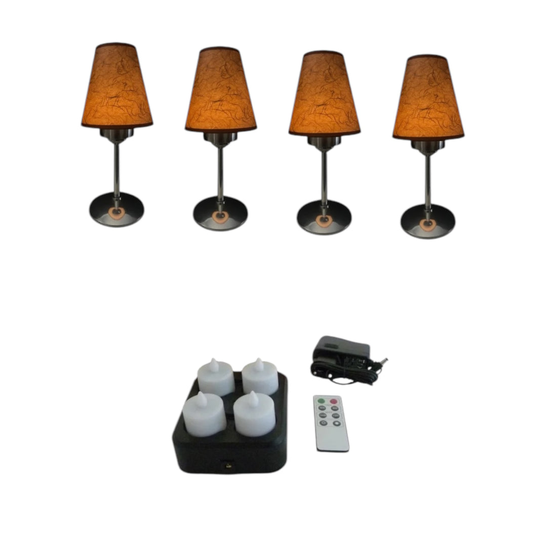 set de 4 bougies led rechargeables et lampes abat jour