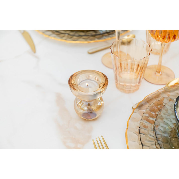 set de bougeoir cristal ambre