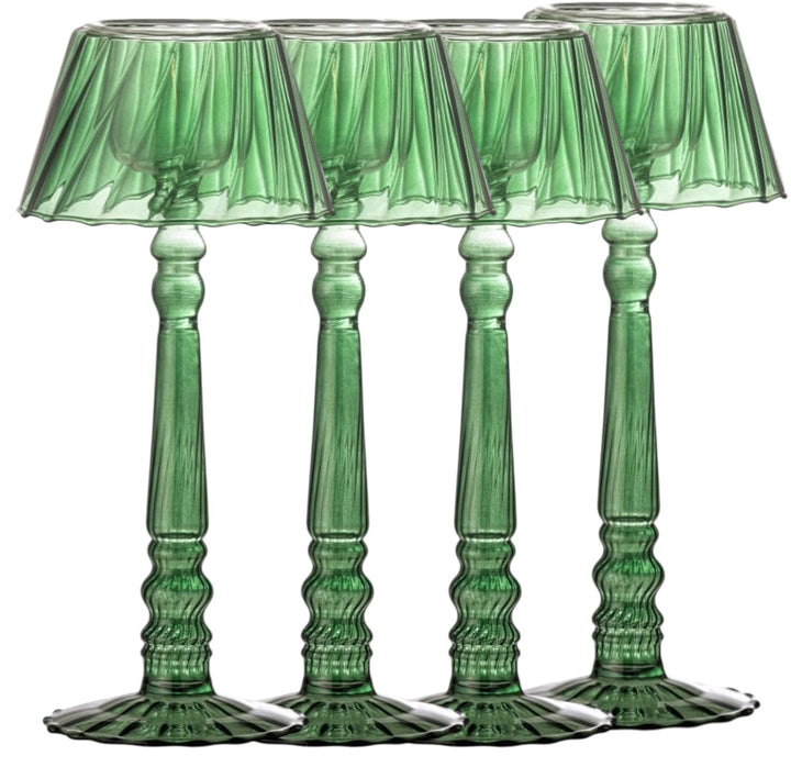 set quatre bougeoirs verre foncé avec abat jour