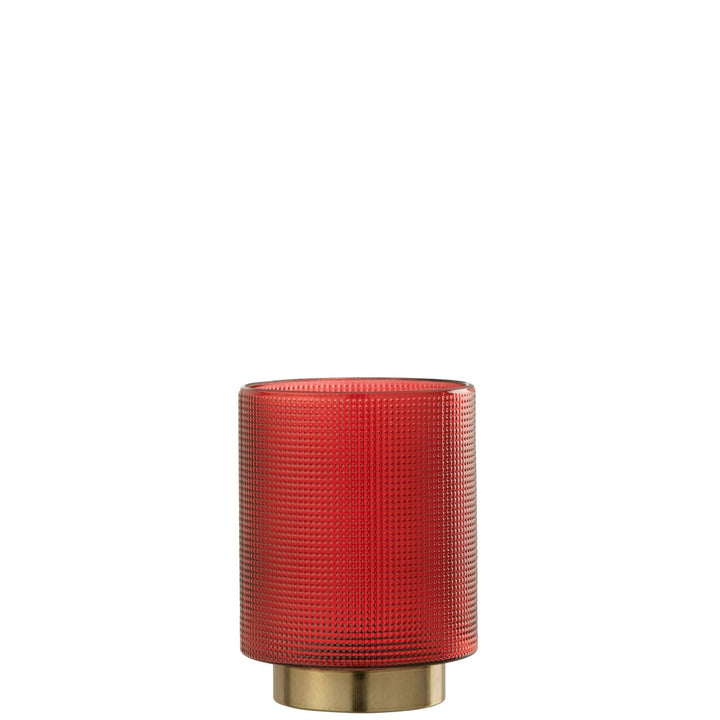Photophore Quadrille Verre Rouge/Or Small