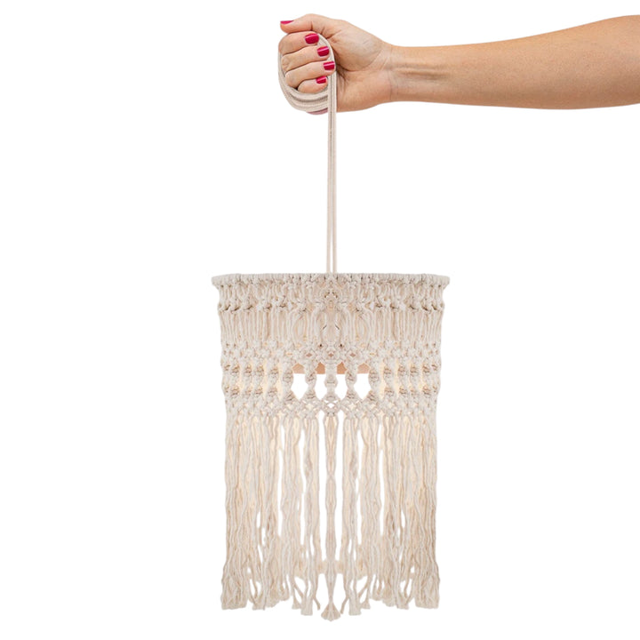 MIKONOS  HANG | COTON  TRESSE  | Lampe suspendue Bohéme Sans Fil | Rechargeable avec Télécommande