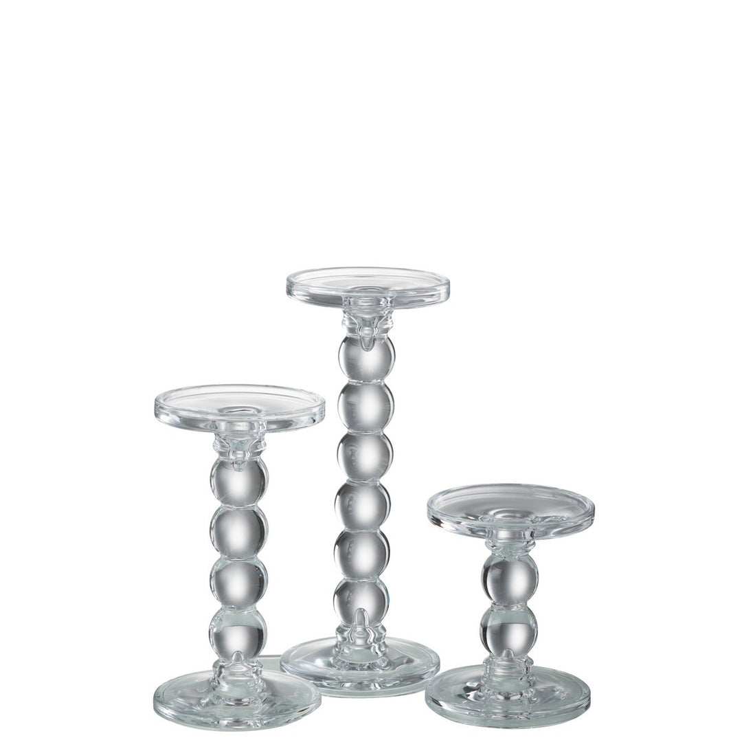 J-Line Bougeoir Gouttes Verre Transparent Grand