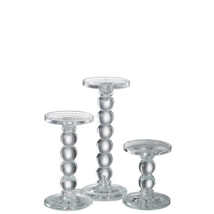 J-Line Bougeoir Gouttes Verre Transparent Grand
