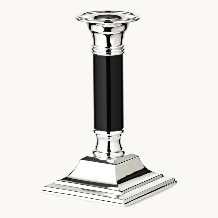 Lincoln Noir  H 15 cm | Bougeoir Argenté Anti-Ternissement