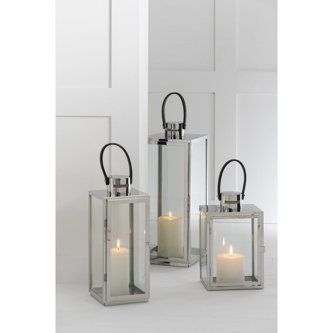 J-Line Lanterne Carrée Métal/Verre Argent