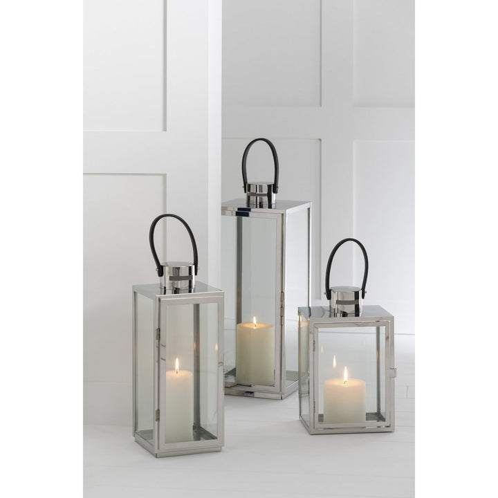 J-Line Lanterne Carrée Métal/Verre Argent