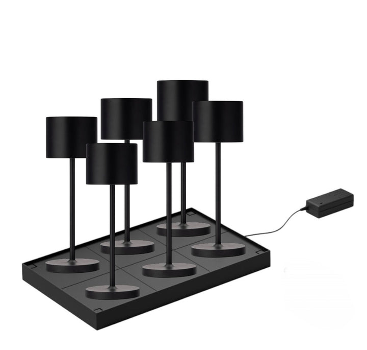 Set de 6 Lampes Rechargeables sans fil Tahiti noirLED H26 cm