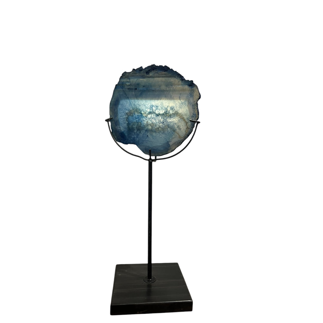 GEM Bougeoir  Pierre d'Agate Bleu | Porte bougie 32cm