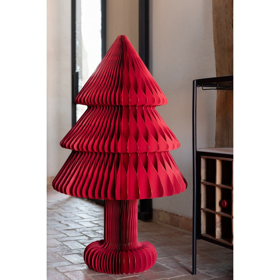 Sapin De Noël Pliable Papier Rouge Noël  grand
