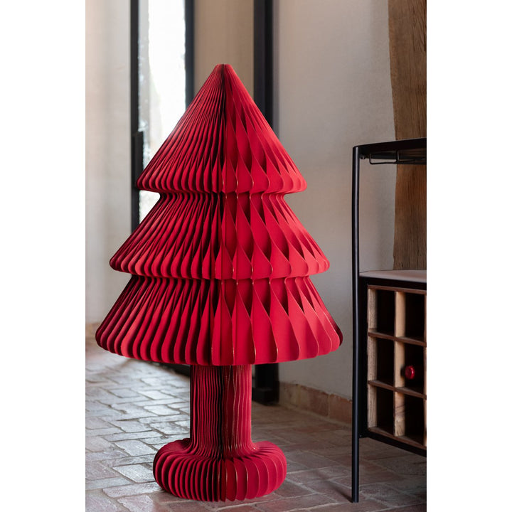 Sapin De Noël Pliable Papier Rouge Noël  grand