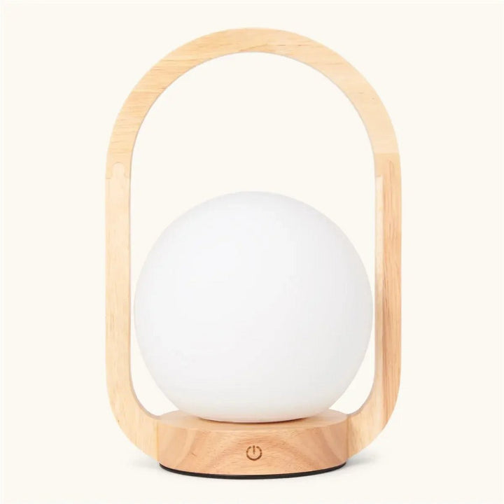Lampe de Table Sans Fil enBois Clair & Verre Mat