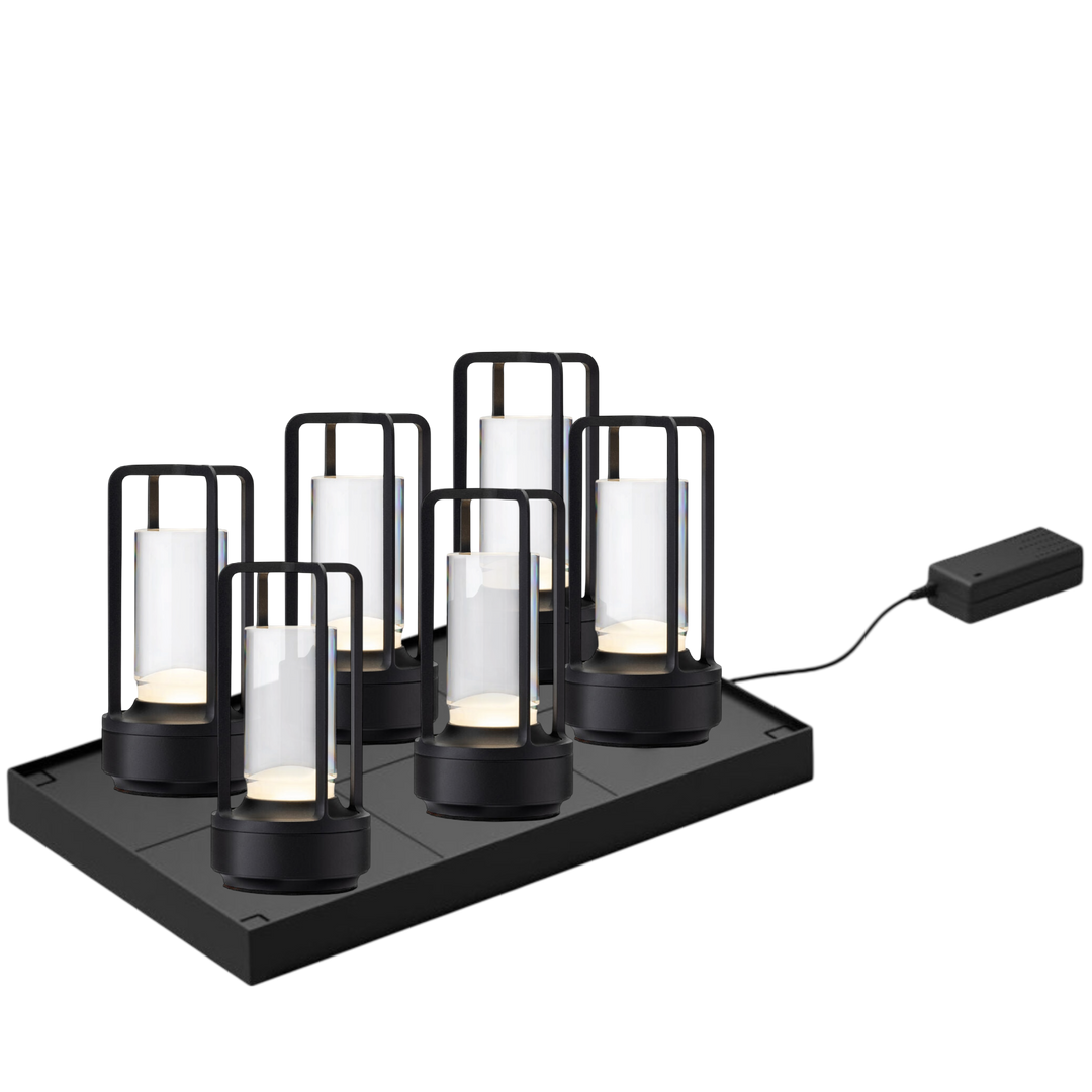 Set de 6 Lampes Rechargeables sans fil Cuba H17,5cm -Noir