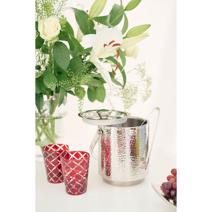 Set de 6 verres en cristal Dio (hauteur 10 cm, capacité 230 ml), rouge rubis, taillés 