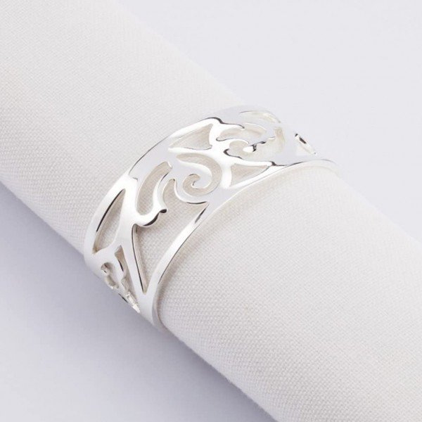 4 ronds de serviette Vita, argenté, résistant au ternissement, longueur 5 cm