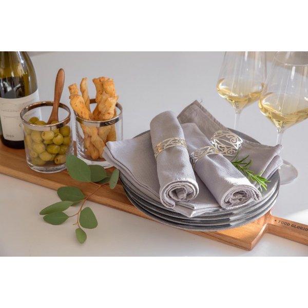 4 ronds de serviette Vita, argenté, résistant au ternissement pour fetes