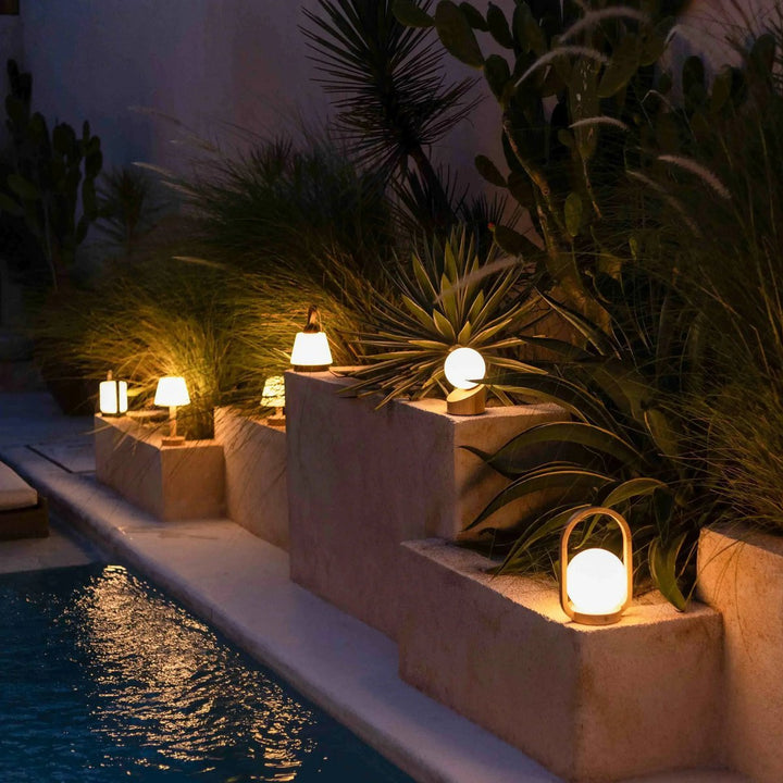 Lampe de Table Sans Fil enBois Clair & Verre Mat