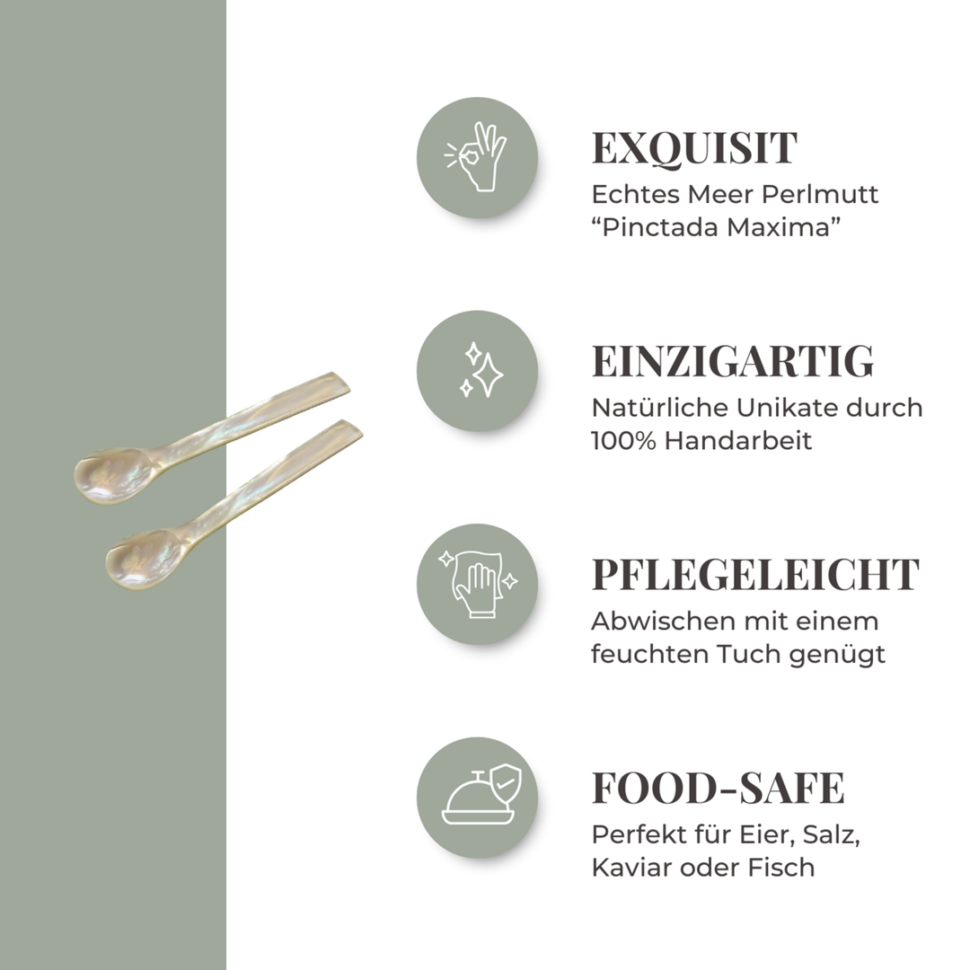 Set de 4 cuillères en nacre –  et cuillères à caviar / à œuf