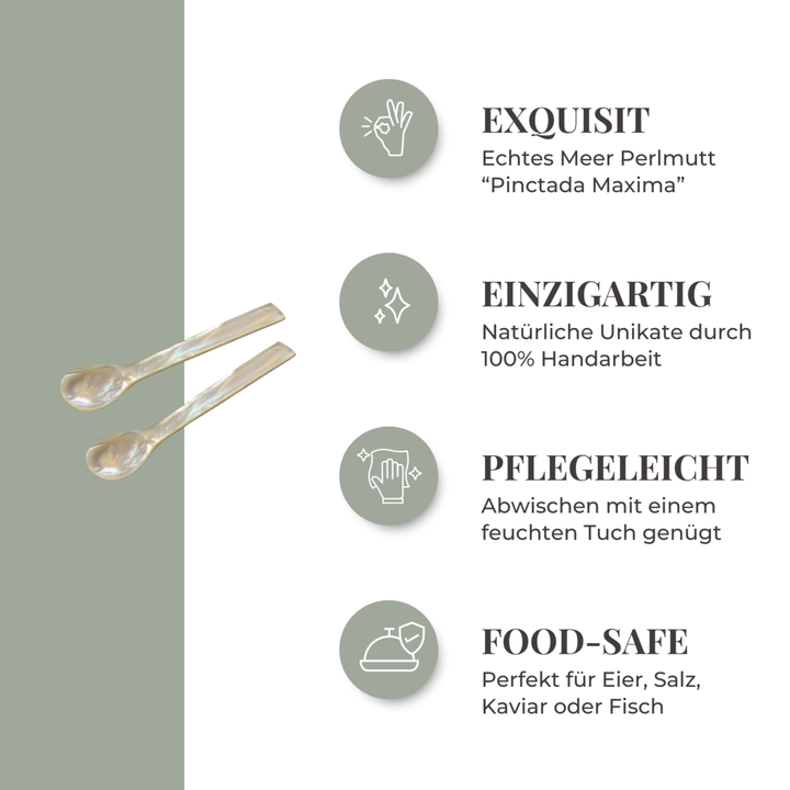 Set de 4 cuillères en nacre –  et cuillères à caviar / à œuf