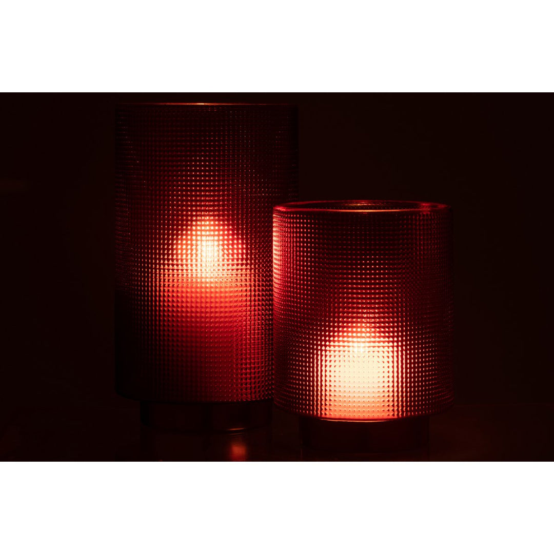 Photophore Quadrille Verre Rouge/Or Large