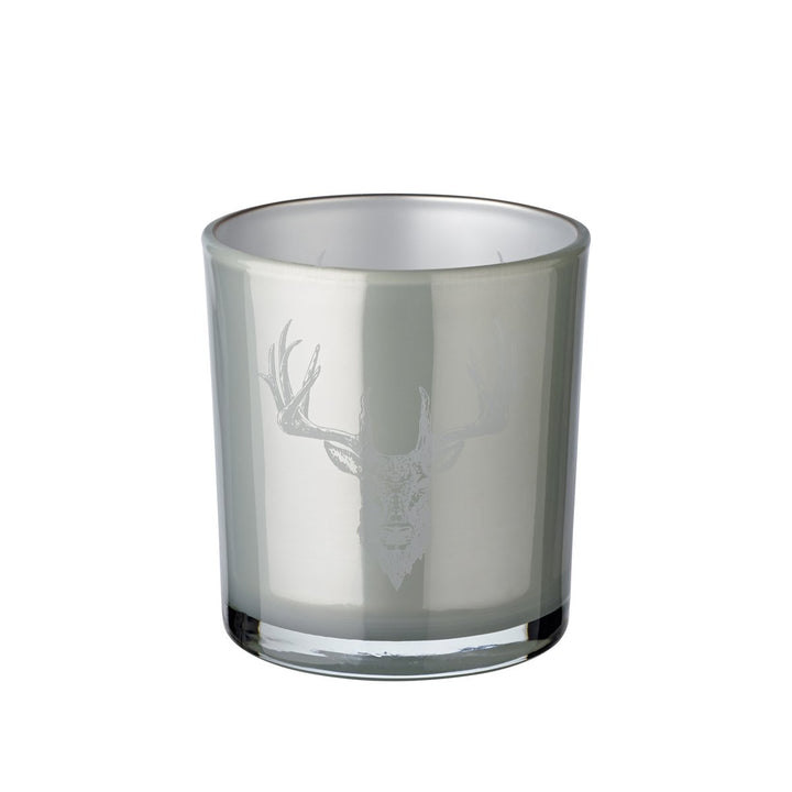 Set de 2 verres à bougies Eto (hauteur 8 cm, Ø 7 cm), gris, avec motif cerf