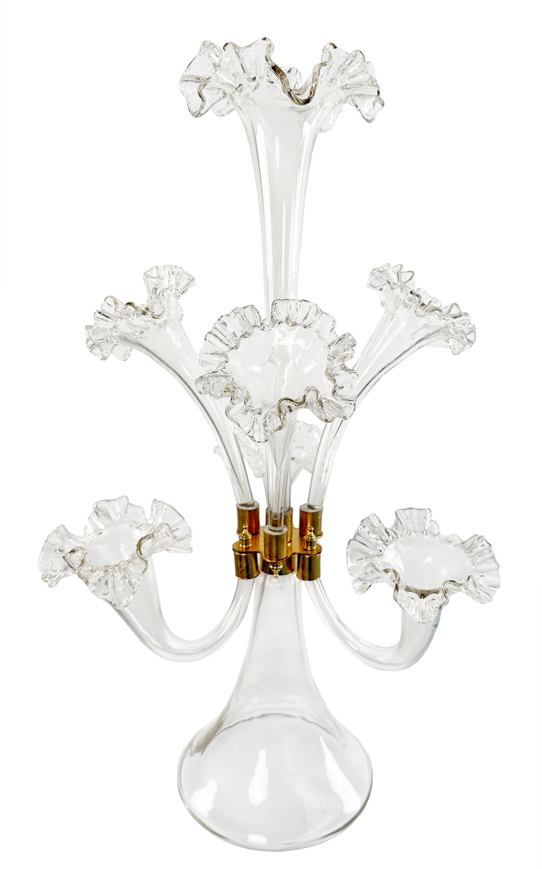 Victorian Style Floral Glass Trumpet Vase