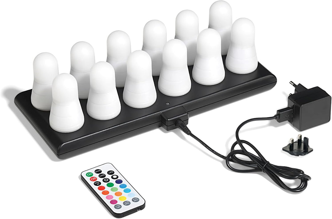 Set of  12 Super Bright Rechargeable LED Candles 