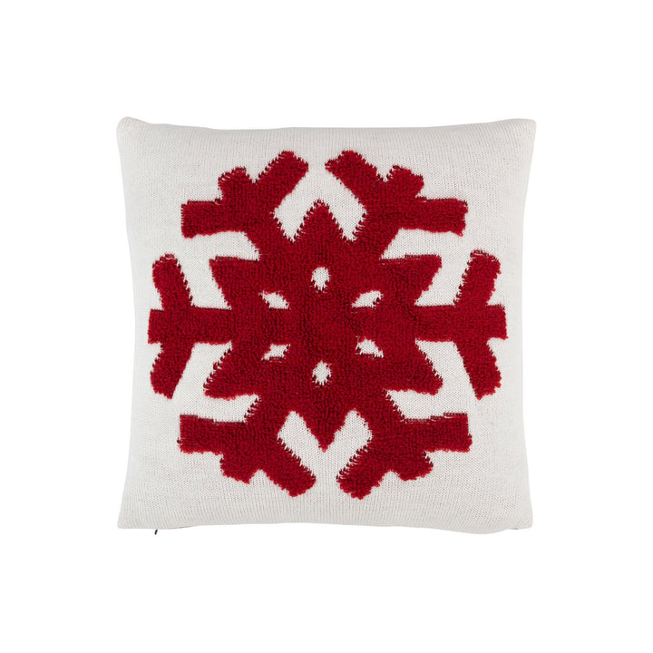 Coussin Flocon de neige - Acryl &amp; Polyester Rouge / Blanc